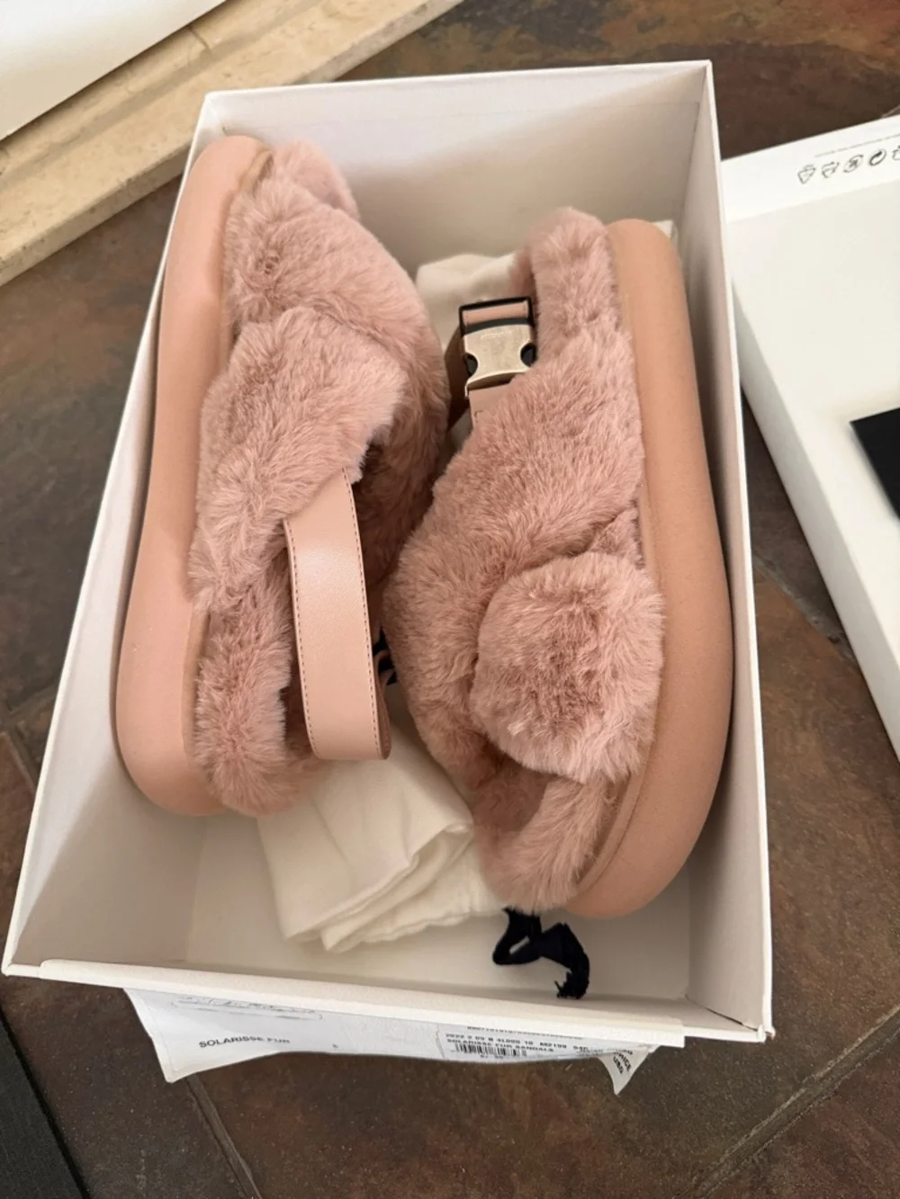 Moncler women’s pink Solarisse fur Sandals - Picture 8 of 9